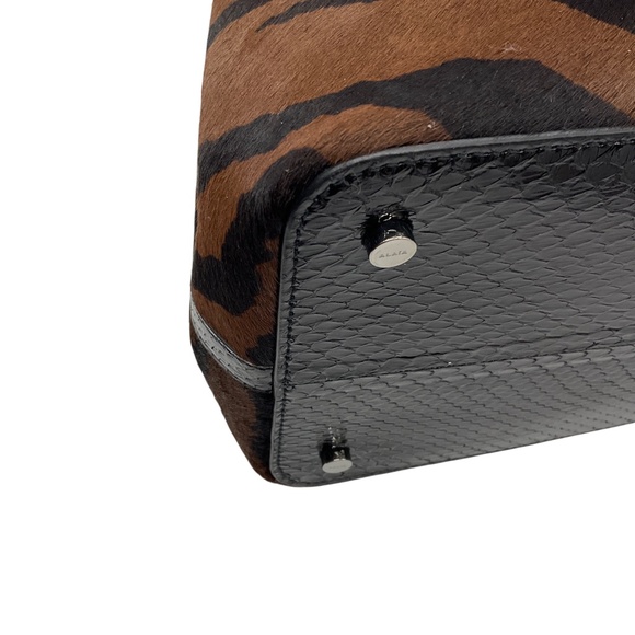 ALAIA CANELLE / NOIR NUT BROWN MINA MEDIUM POLAIN ZEBRA AND ELAPHE CALF HAIR AND - Picture 10 of 16